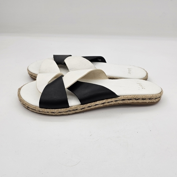 Joie Black White Colorblock Open Toe Leather Slide Sandals Size EU 38.5 / US 8.5 - Picture 2 of 16